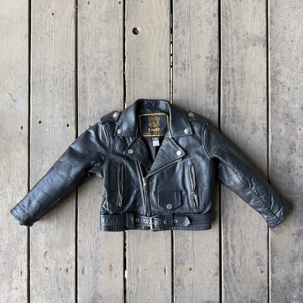 Unik Leather Collections Kids Vintage Yosemite Sam Biker Moto Jacket Black S